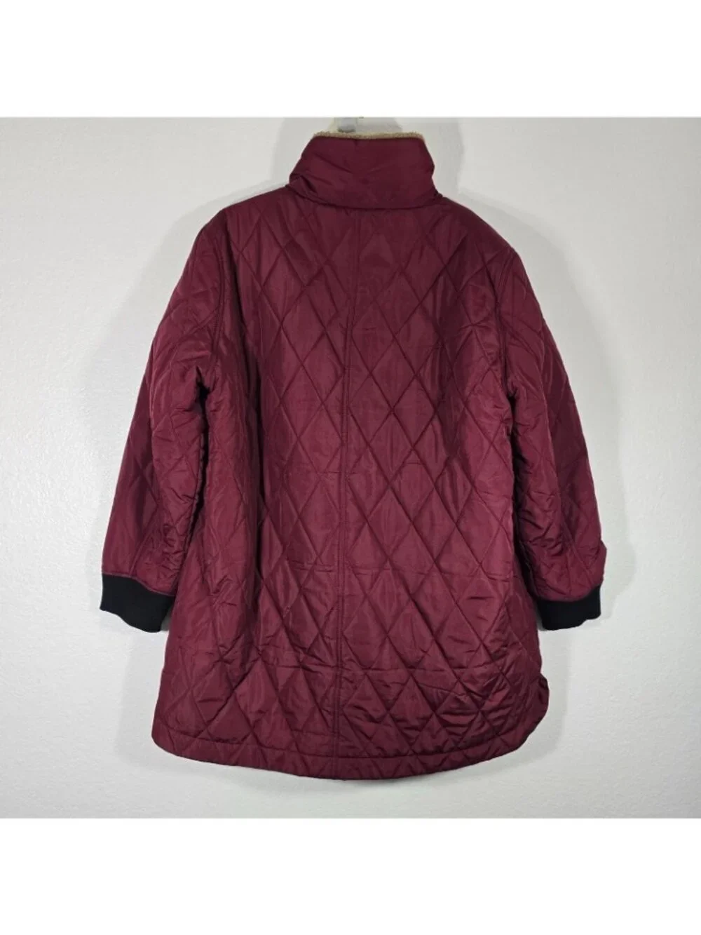 Weatherproof Vintage Quilted Jacket Puffer Fleece Lined Women XL Maroon Zip Up
